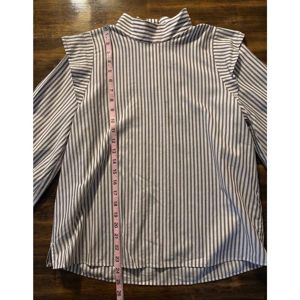 Everlane Women's 6 Shirt Mock Neck Wing Shoulder Blouse 100% Cotton Stripe - Picture 10 of 10
